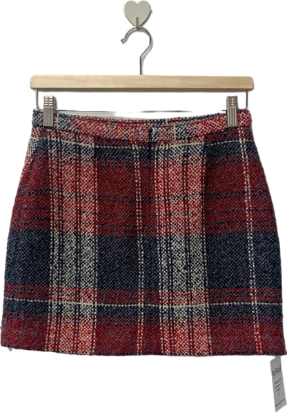 Oasis Red/Blue Tweed Mini Skirt UK 8