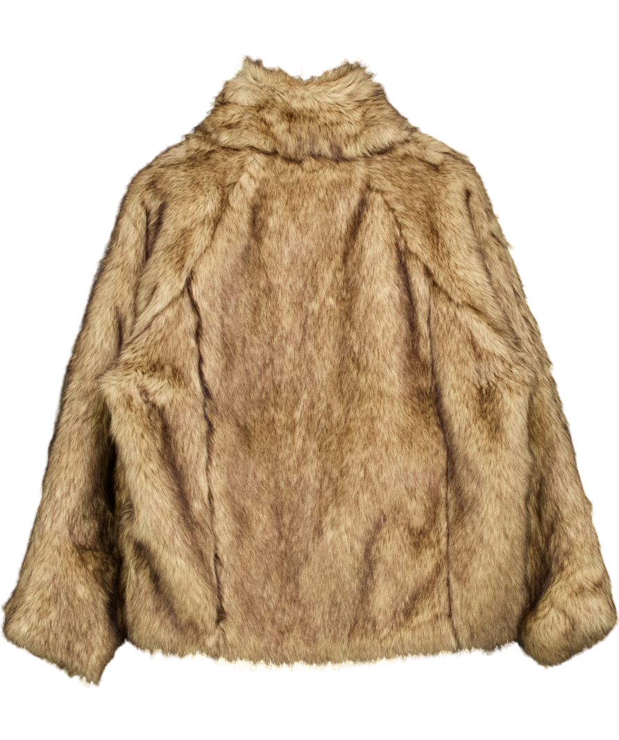 Weekday Brown Alice Faux Fur Jacket UK L