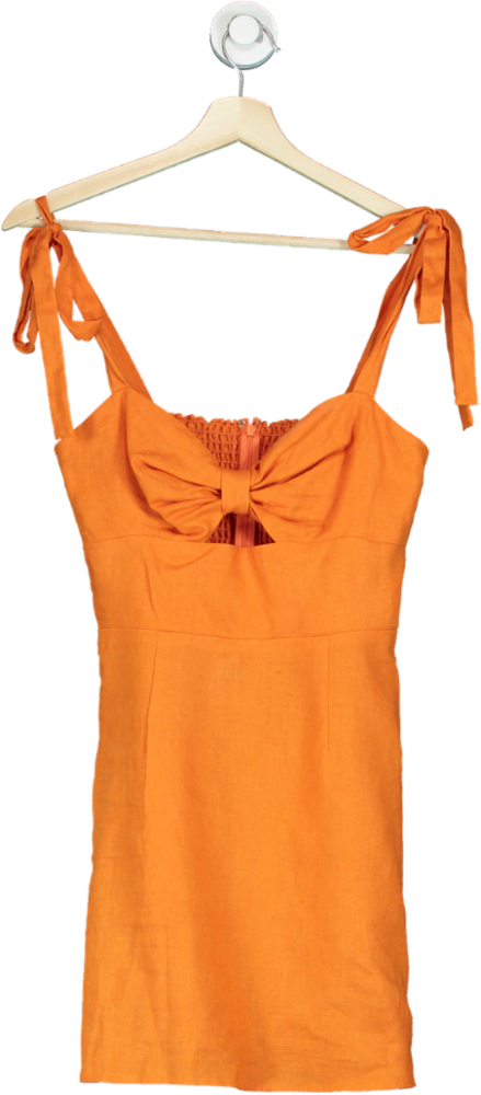 Reformation Orange Linen Mini Dress UK 4