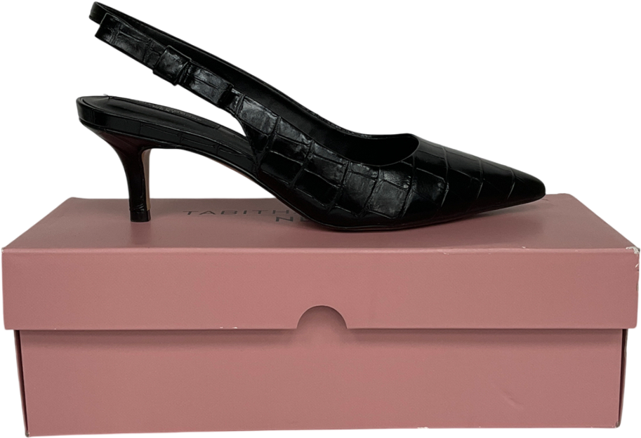 Tabitha Simmons X Next Black Croc Embossed Leather Dela Slingback Heels UK 5 EU 38 👠