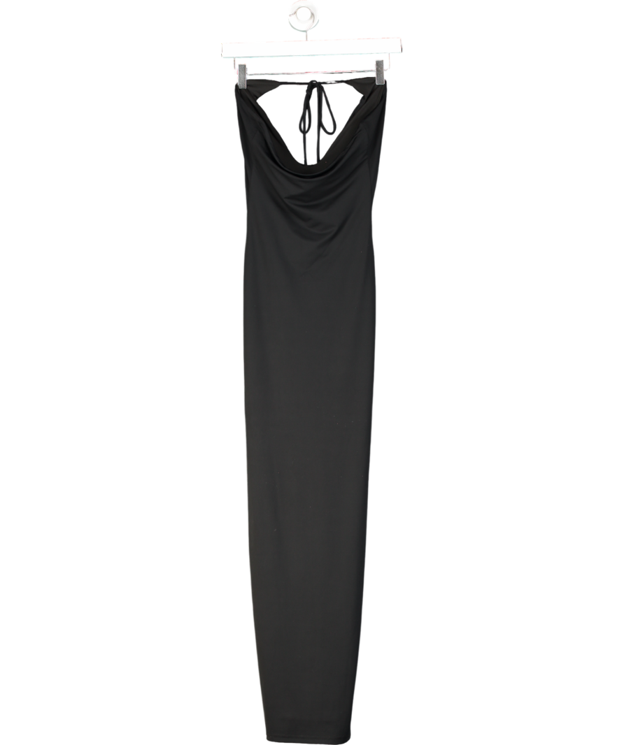White Fox Black Halter Neck Tie Midi Dress UK XS