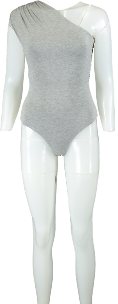 h:ours Grey Asymmetrical Bodysuit UK XS
