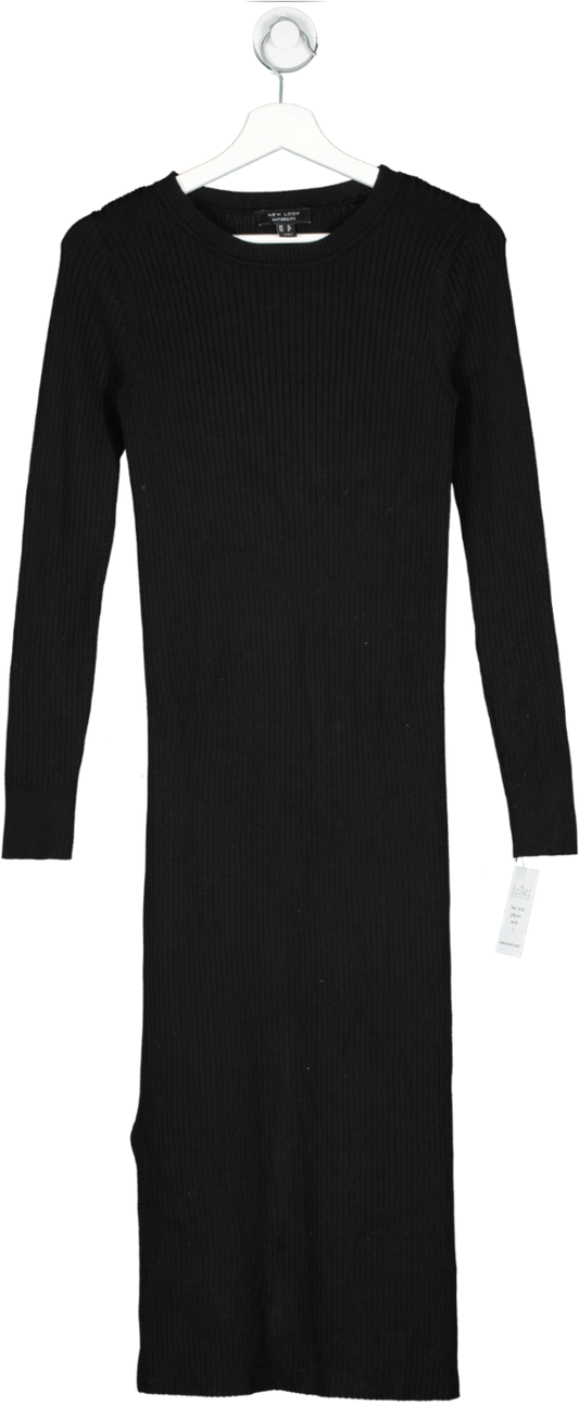 New Look Maternity Black Rib Knit Long Sleeve Midi Dress UK 12