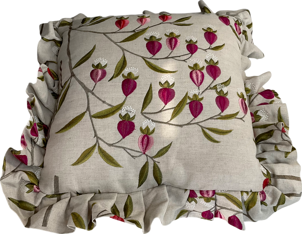 White Floral embroidered Cushion One Size