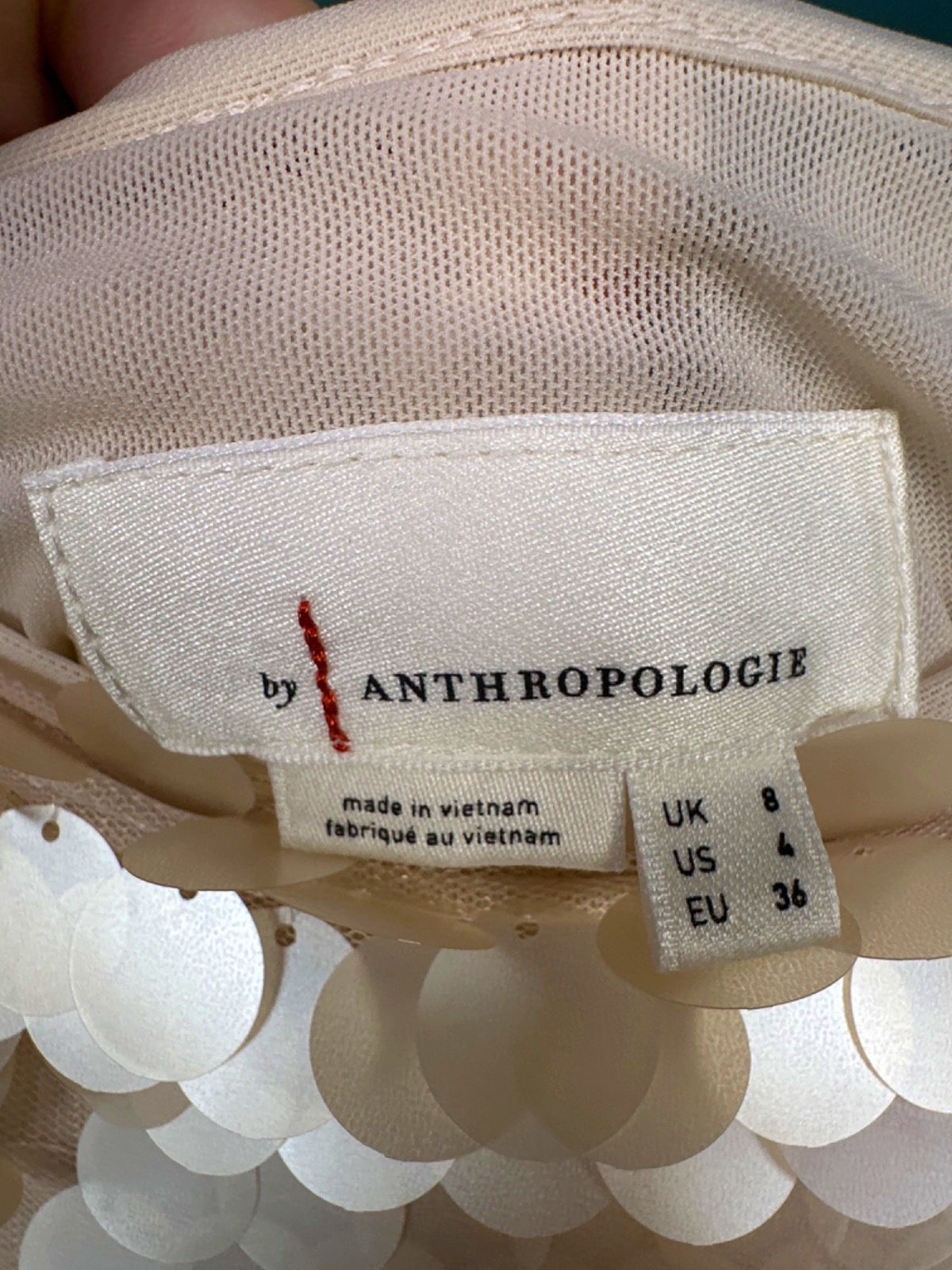 Anthropologie Cream Sequin Midi Skirt UK 8