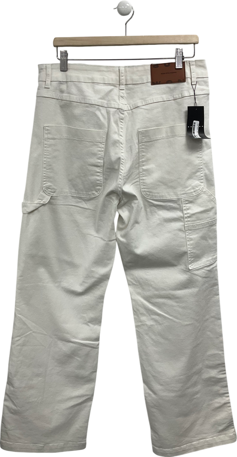 sunwon Cream Relaxed Fit Jeans UK L