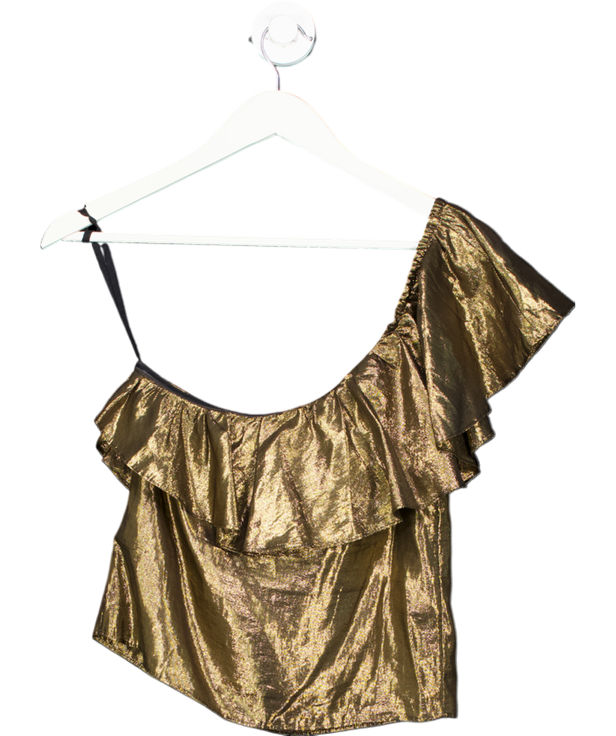 & Other Stories Metallic One Shoulder Frill Top UK 8