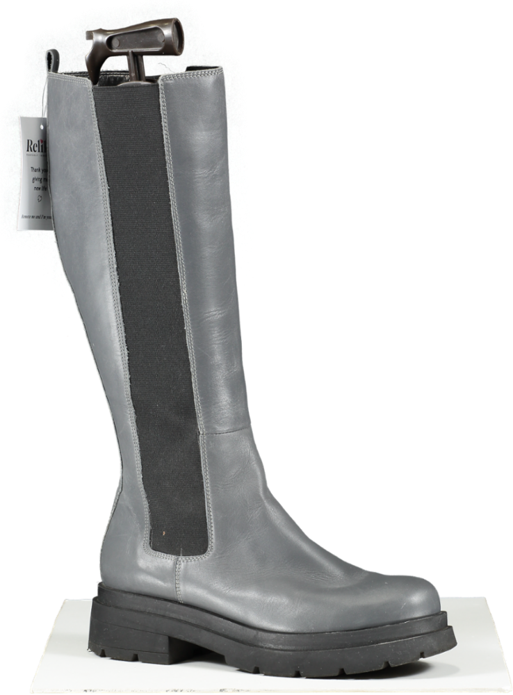 Dune Grey Chunky-sole Leather Knee-high Boots UK 8 EU 41 👠