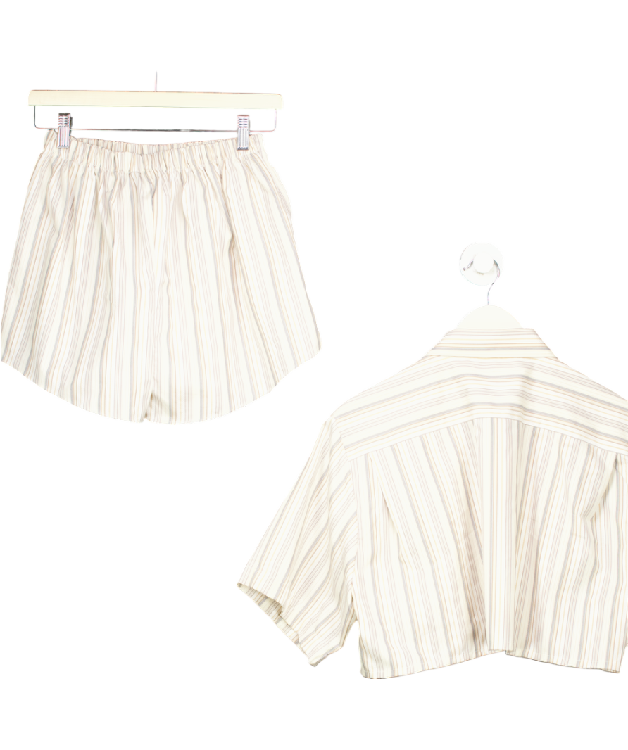 Havre Studio Beige Striped Cropped Shirt And Short Set UK S