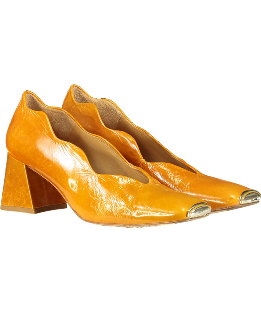 miista Orange Patent Metal Toe Mules UK 8 EU 41 👠