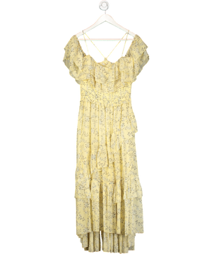 Ulla Johnson Penninah Cold-shouldert Silk-georgette Dress In Yellow UK 10