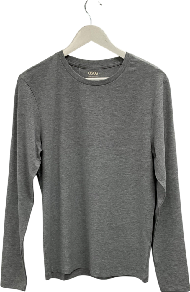 ASOS Grey Long Sleeve Crew Neck T-shirt UK L