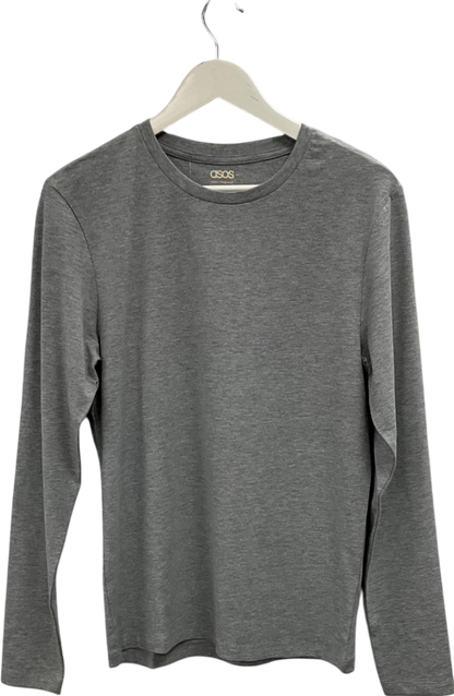 ASOS Grey Long Sleeve Crew Neck T-shirt UK L