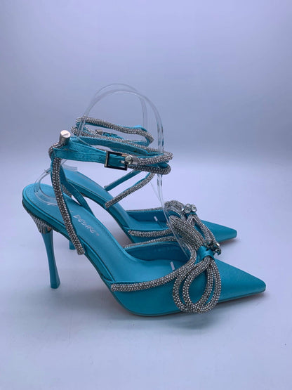 Public Desire Blue Rhinestone Embellished Heels EU 38