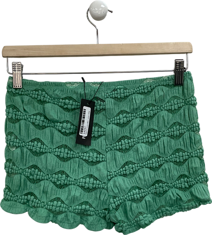 PrettyLittleThing Green Textured Hot Pants UK 10