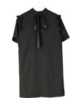 River Island Black Short Sleeve Tie Neck Tunic Dress UK 14