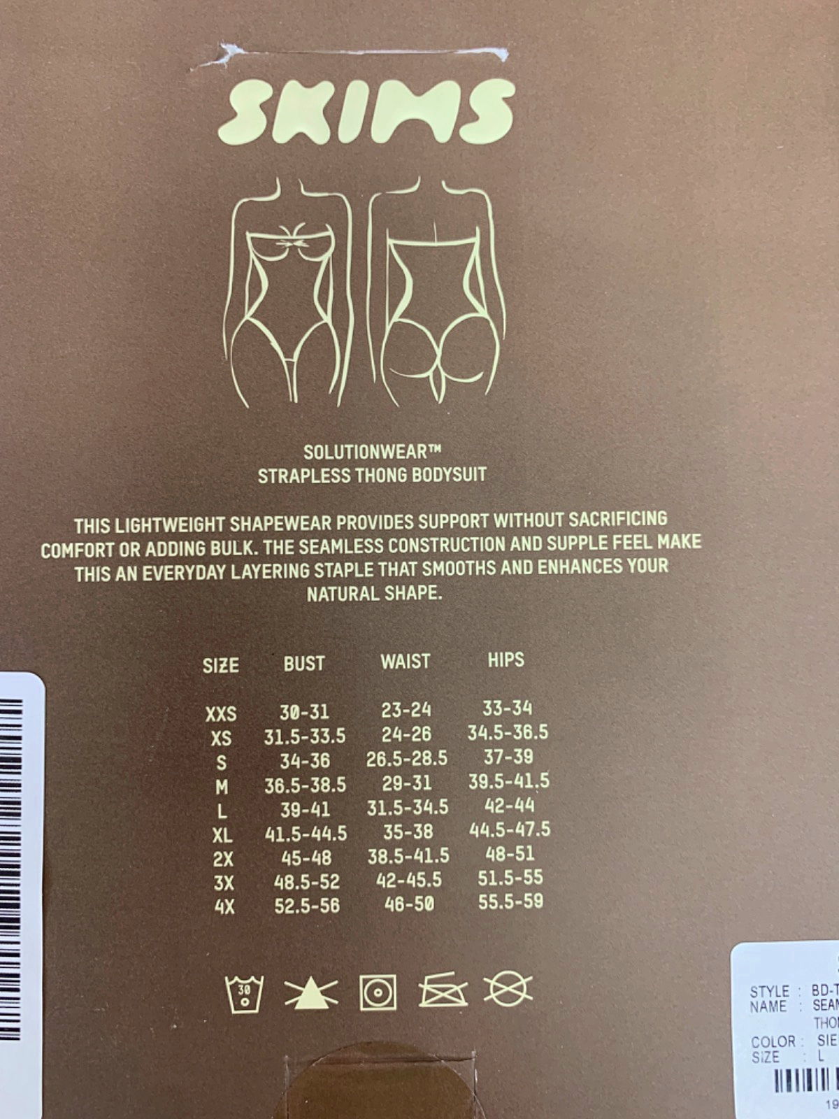 SKIMS Sienna Seamless Sculpt Strapless Thong Bodysuit UK L