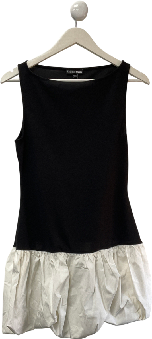 Fashion Nova Blue Ember Boat Neck Bubble Mini Dress UK M