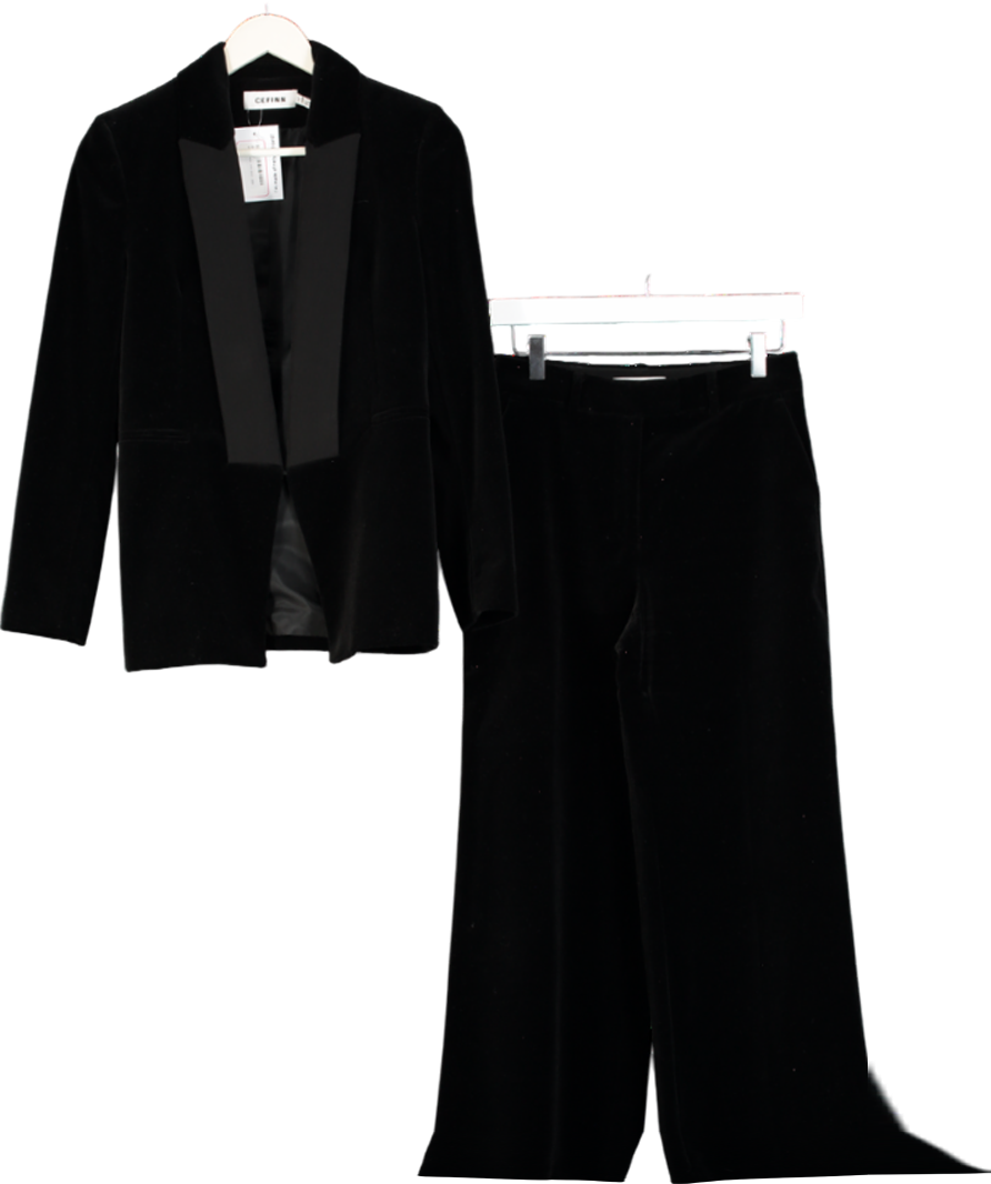 Cefinn  Black Velvet Tailored tux 2-piece Suit  UK 8
