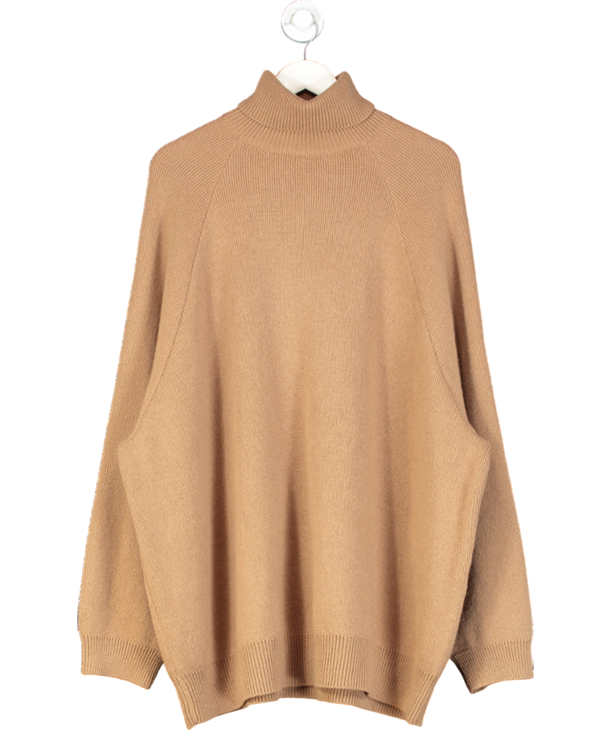 Raey Brown Raglan Wool-blend Roll-neck Jumper UK S/M