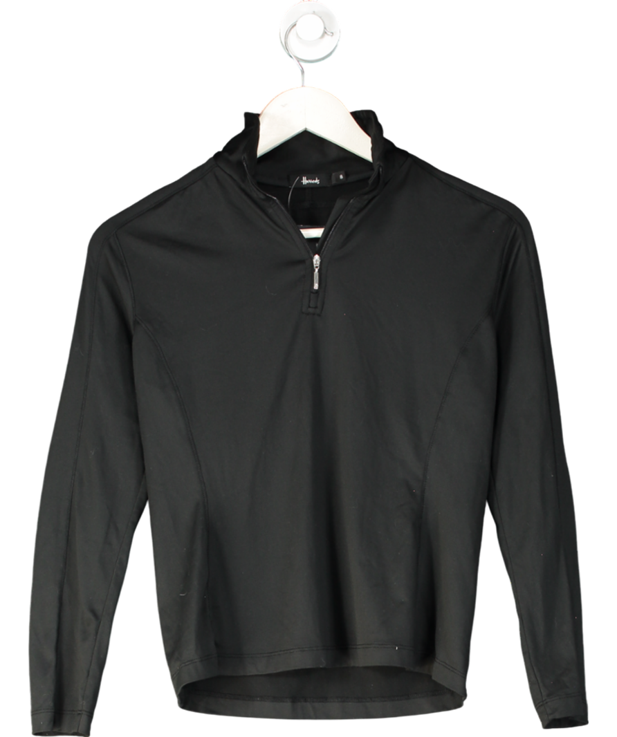 Harrods Black 1/4 Zip Long Sleeve Active Top UK 8