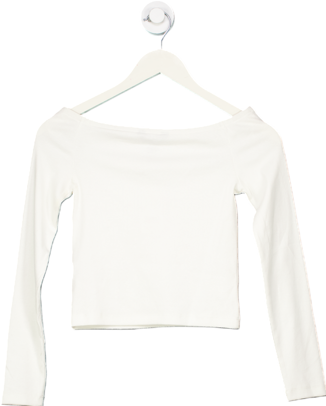 New Look White Clean Long sleeve Bardot Top UK 8