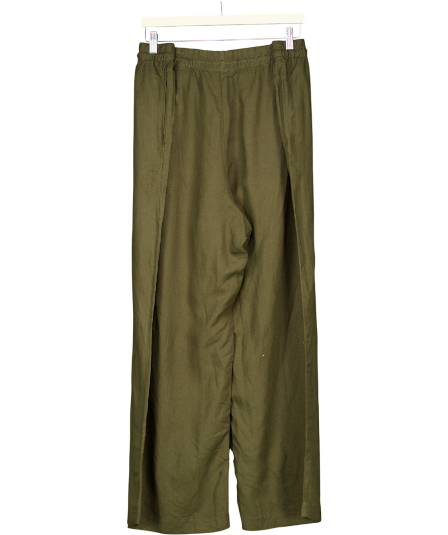 H&M Green Wide Linen-blend Trousers UK XXL