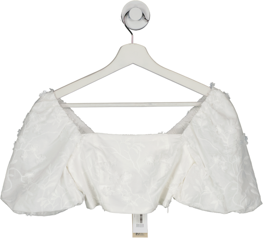 FOREVER NEW White Trinny Petite Textured Crop Top UK 4