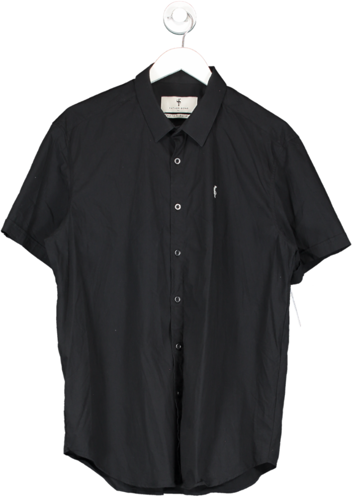 Father Sons Black Boxy Stretch Short Sleeve Shirt UK XL
