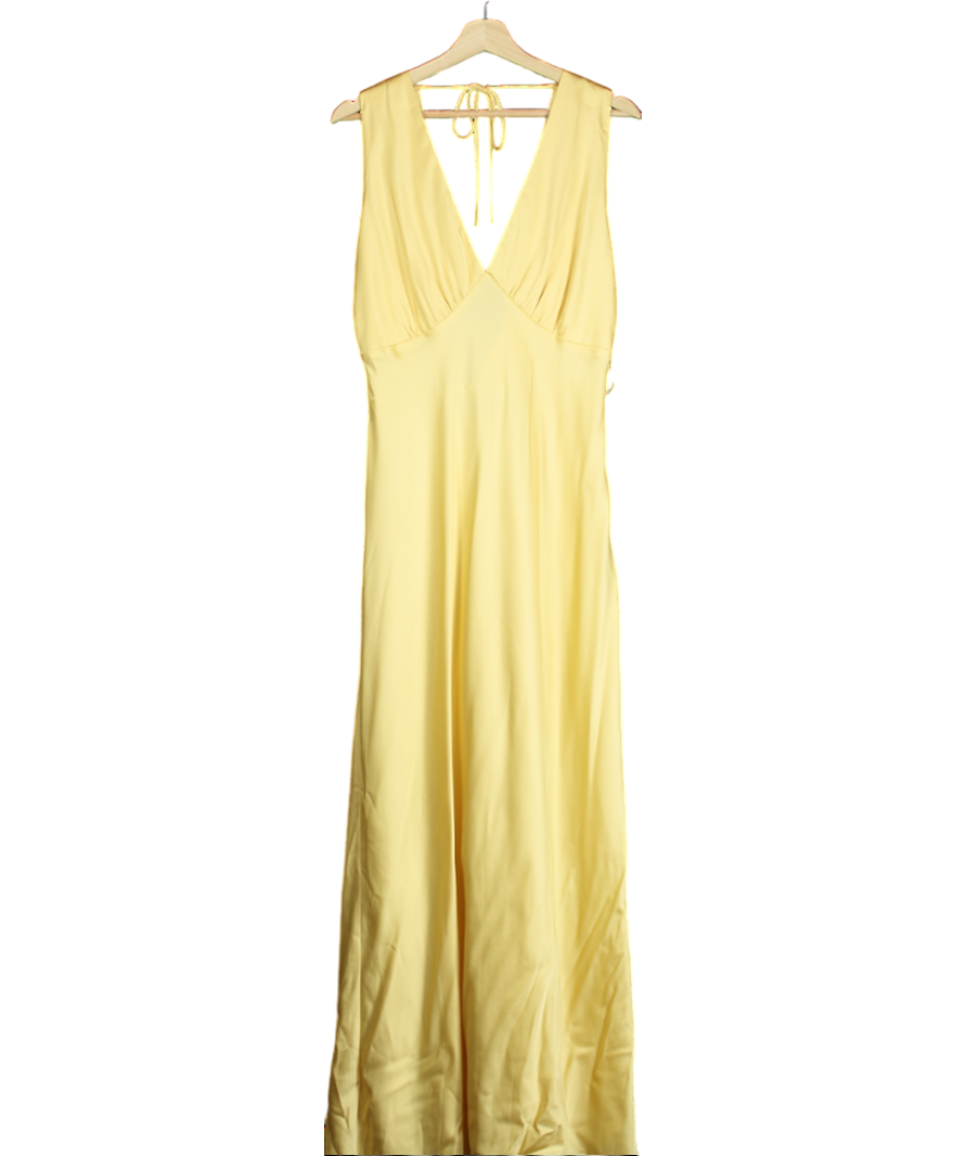 Abercrombie & Fitch Yellow Plunge Cowl Back Maxi Dress UK L