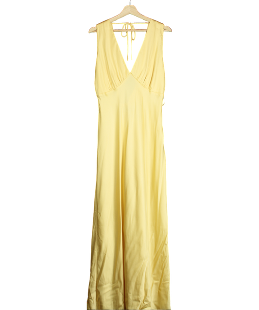 Abercrombie & Fitch Yellow Plunge Cowl Back Maxi Dress UK L