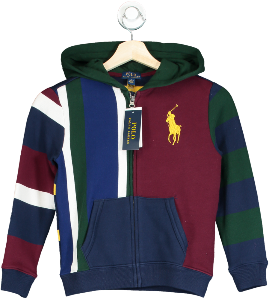 Polo Ralph Lauren Multicoloured Colour Block Large Polo Player Logo Zip Hoodie 7 Years