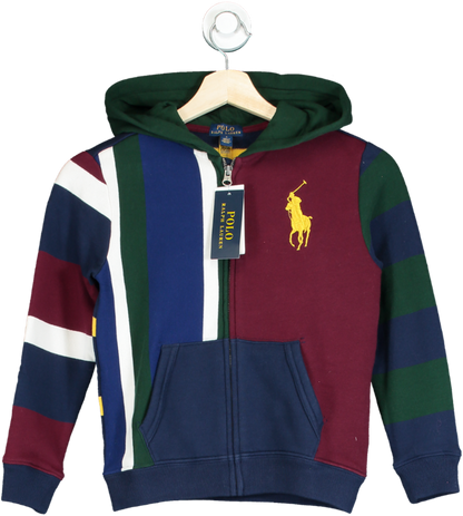 Polo Ralph Lauren Multicoloured Colour Block Large Polo Player Logo Zip Hoodie 7 Years