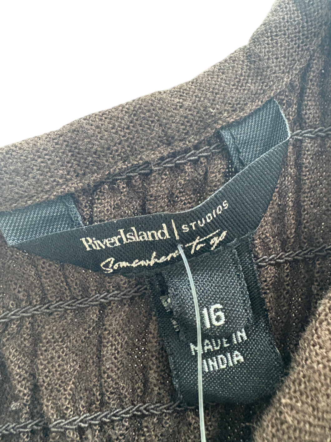 River Island Brown Sleeveless Bubble Hem Racer Midi Dress UK 16