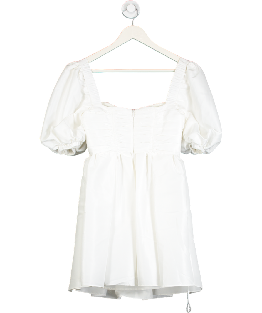 Self Portrait White Taffeta Puff Sleeve Mini UK 6