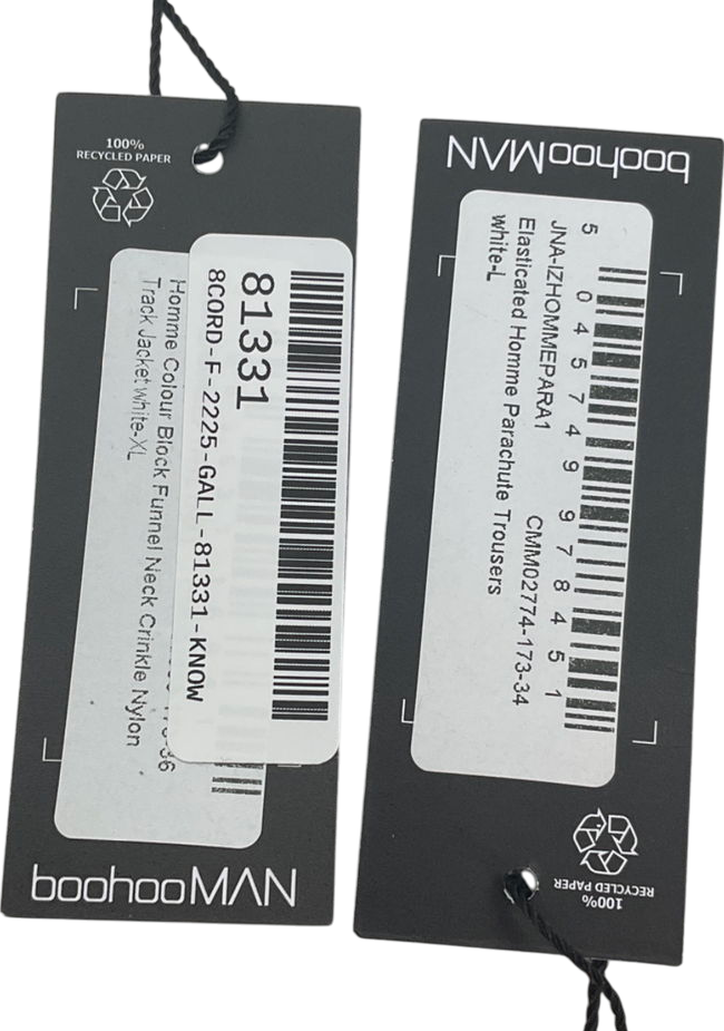 boohooMan White Homme Colour Block Funnel Neck Crinkle Jacket And Trouser UK XL