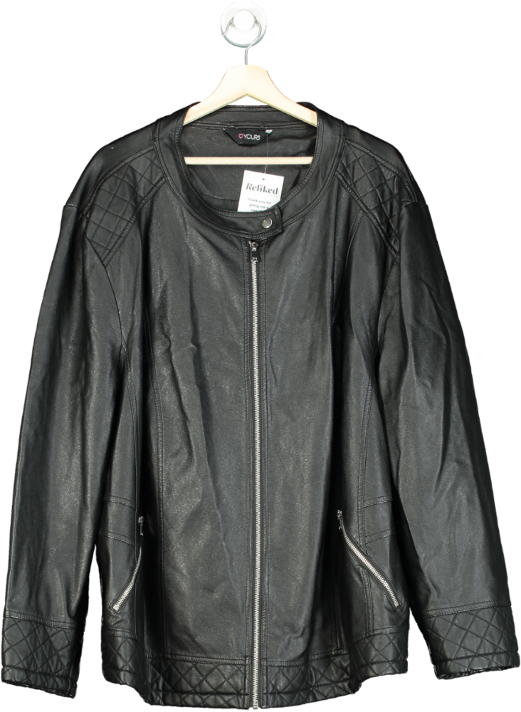 Yours Black Faux Leather Jacket UK 30-32