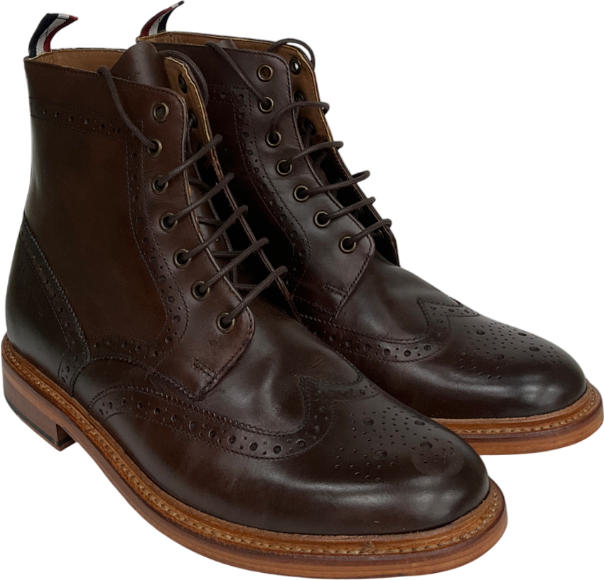 Ben Sherman Brown Duke Leather Brogue Boots Tan UK 10 EU 44 👞