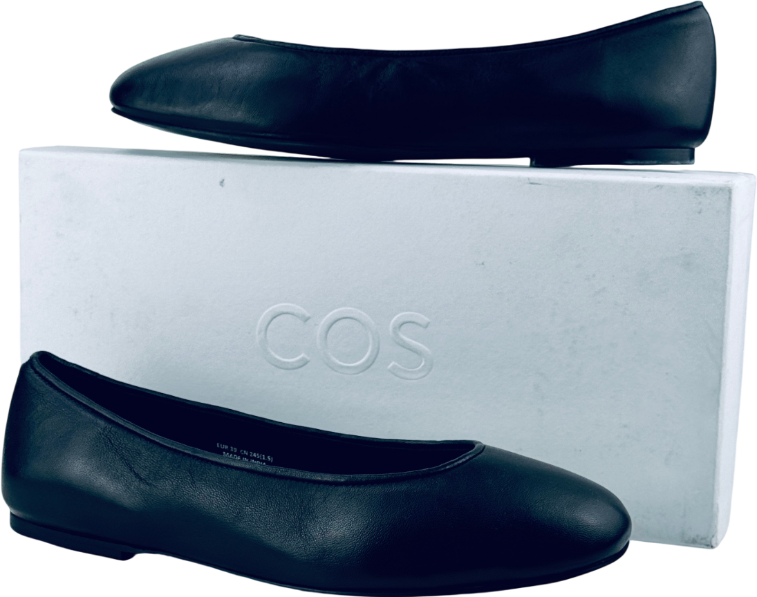 COS Black Leather Ballerina Flats UK 6 EU 39 👠