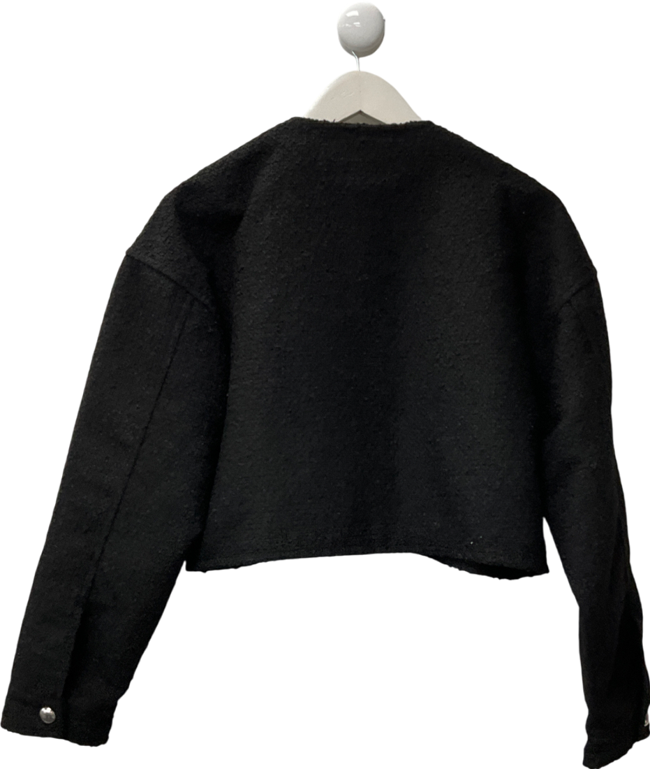 H&M Black Oversized Button-front Jacket UK S