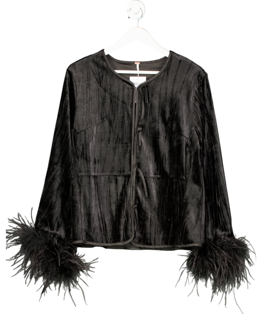 Free People Black Aubrey Velvet Jacket UK S