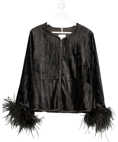 Free People Black Aubrey Velvet Jacket UK S