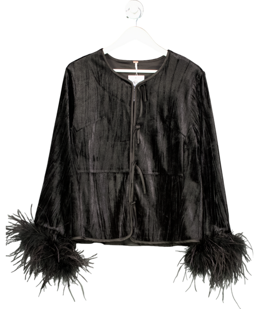 Free People Black Aubrey Velvet Jacket UK S