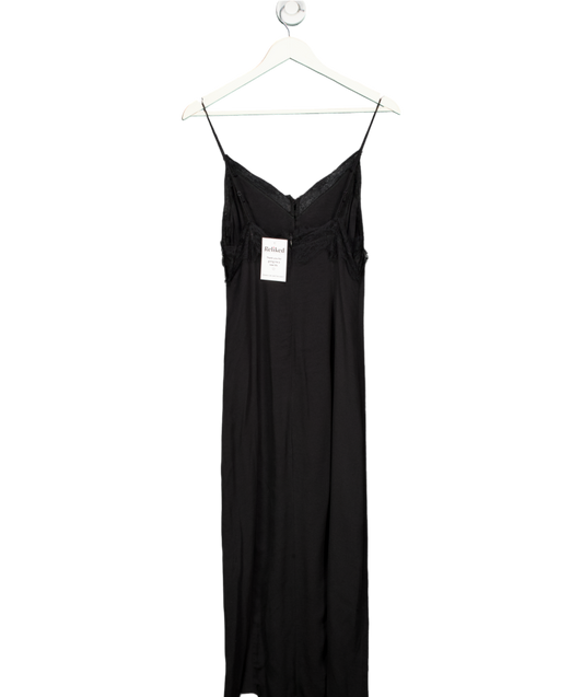 AFRM Black Lace Trim Midi Slip Dress Petite UK S