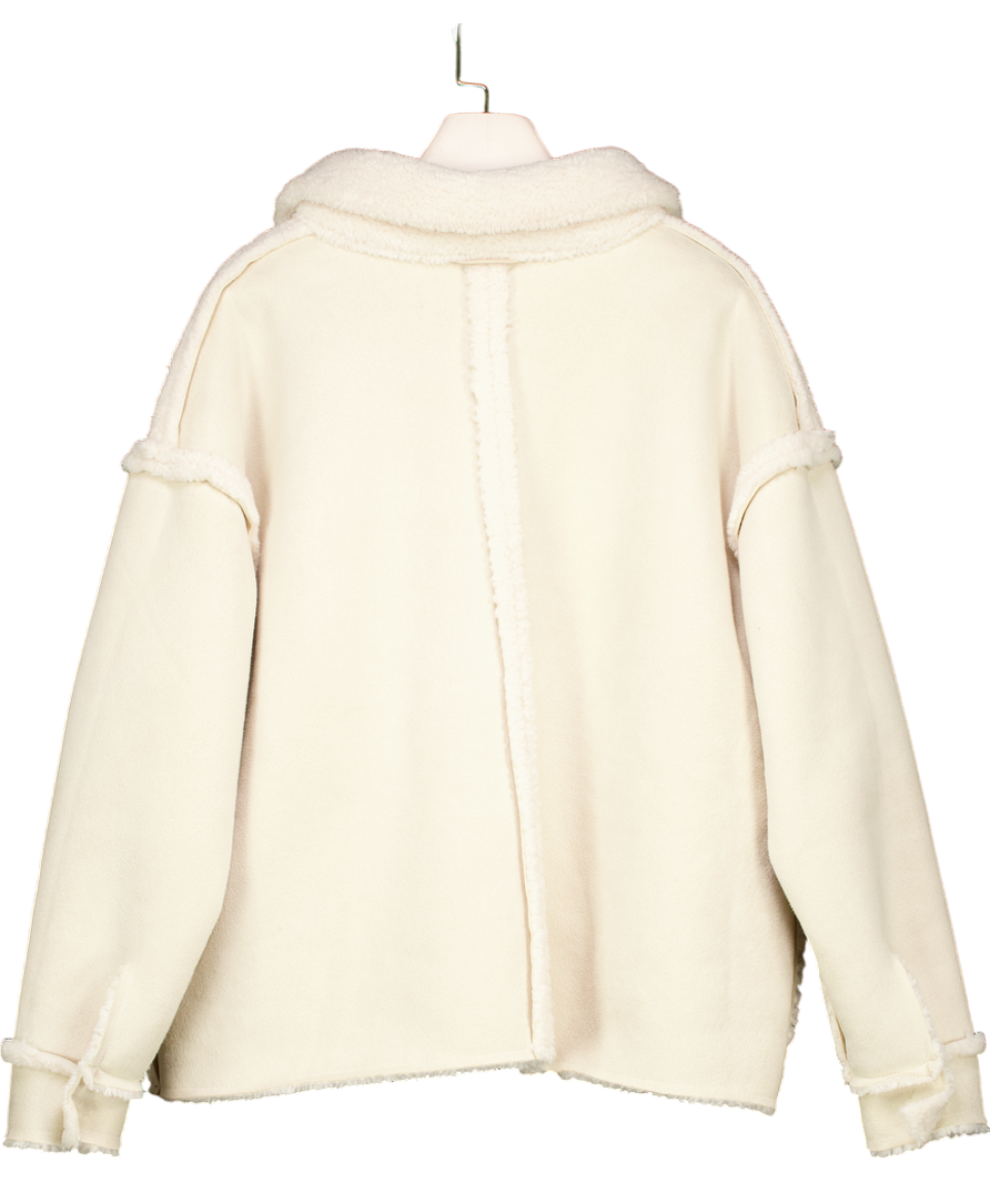 Friends With Frank Cream Mimi Faux Sherling Reversible Jacket UK S/M