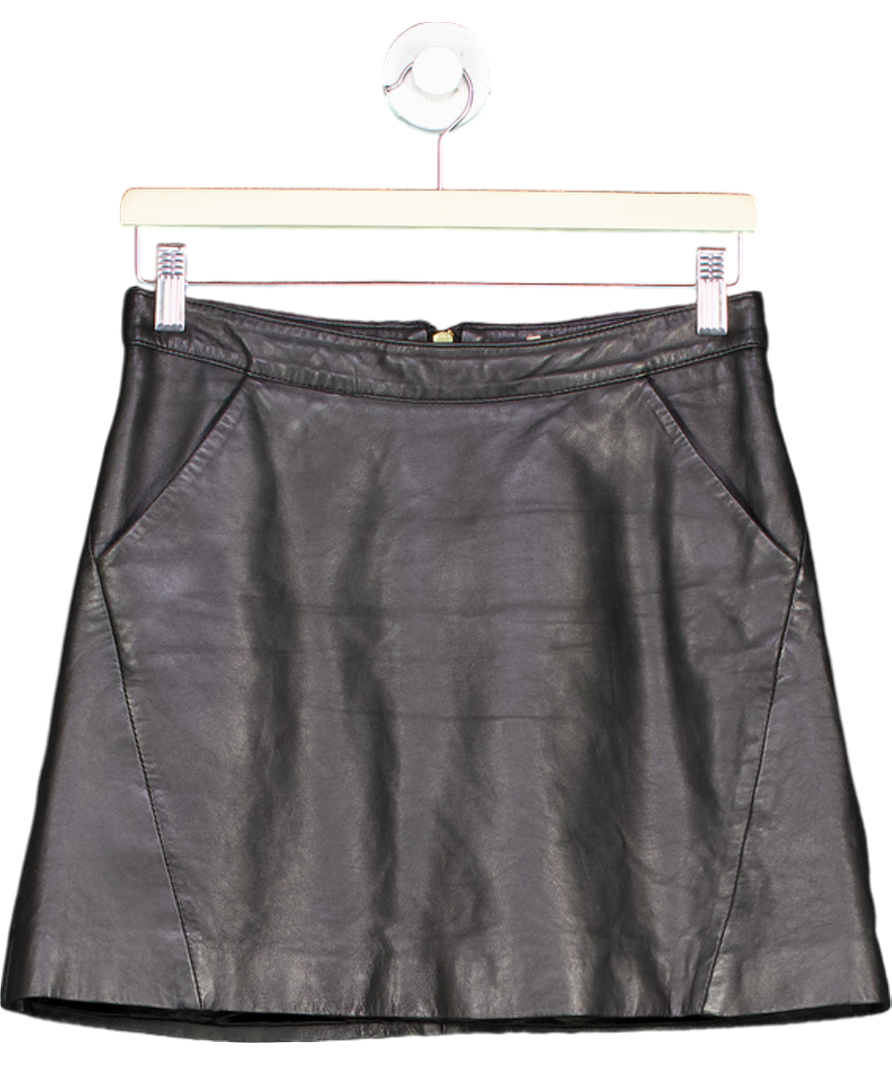Topshop Black Leather Mini Skirt UK 10