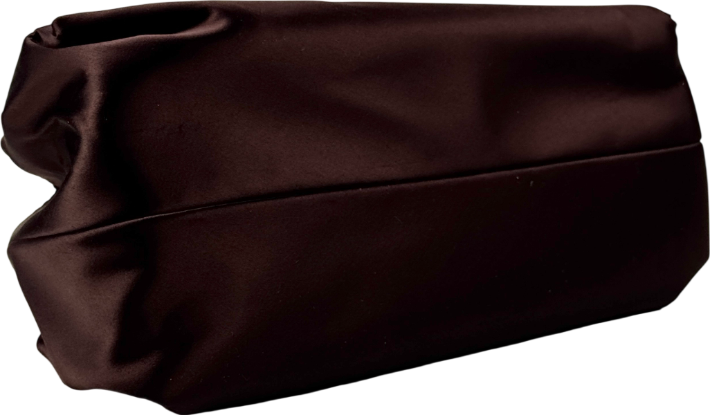 TOPSHOP Ginny Metal Handle Grab Bag In Chocolate Brown Satin