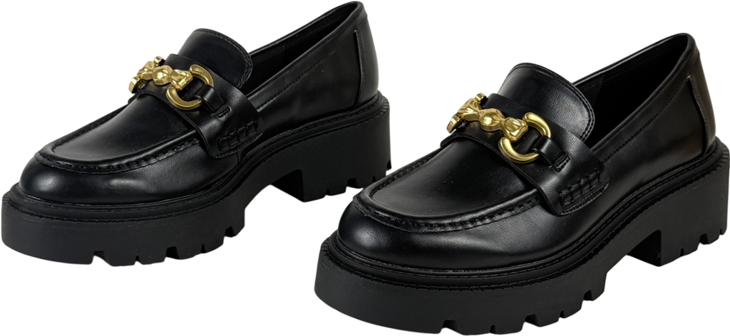 ASOS Black Wide Fit Milan Chunky Chain Detail Loafers UK 5 EU 38