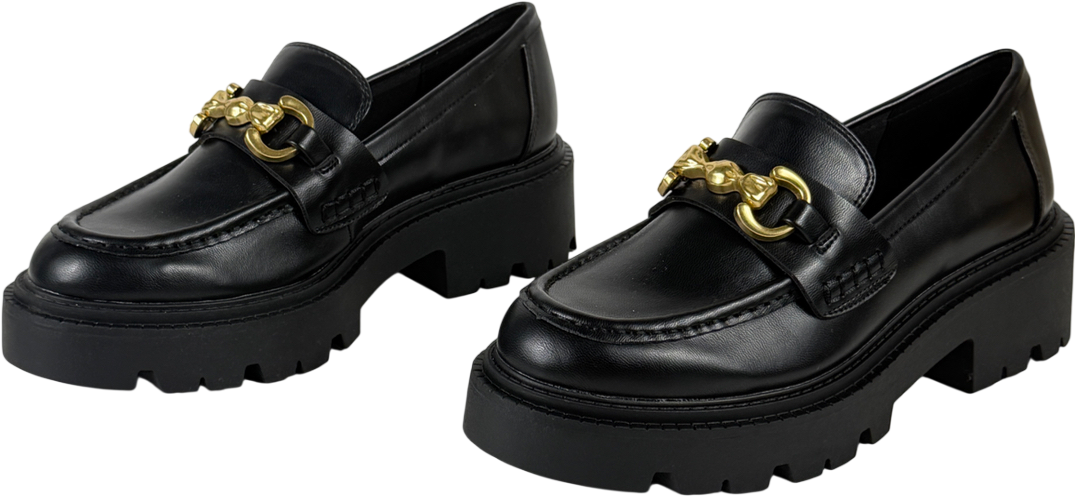 ASOS Black Wide Fit Milan Chunky Chain Detail Loafers UK 5 EU 38