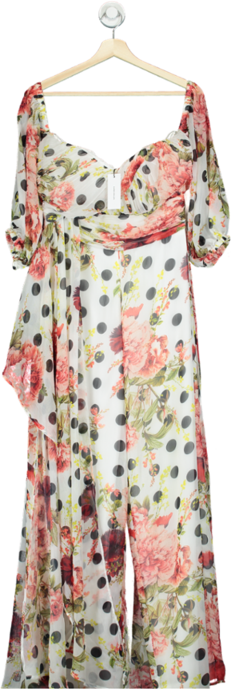 Karen Millen Floral Polka Dot Maxi Dress UK 10